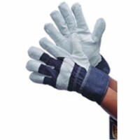 Major Gloves & Safety 30-3320 Full Leather with Denim Cuff Shoulder Split Patch Palm Gloves -