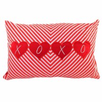 Valentine's Day Red/White Chevron Pillow Fabric Hearts Love Xoxo 60118E