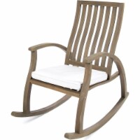 Noble House Cayo Outdoor Greyed Acacia Wood Rocking Chair with Grey Cushion