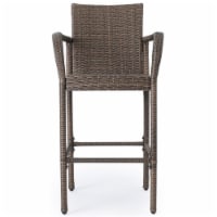Noble House Delfina Outdoor Mix Mocha Wicker Barstool with Iron Frame (Set of 4)