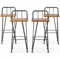 Noble House Denali Outdoor Teaked Acacia Wood Barstools (Set of 4)