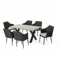 Noble House Macy 7 Piece Outdoor Lightweight Concrete Dining Set in Multibrown