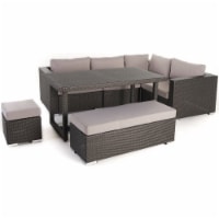 Santa Rosa 7 Seater Grey Dining Sofa Set with Aluminum Frame/Silver Cushions