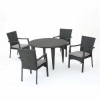 Noble House Mussel Rock 5 Piece Outdoor Wicker Dining Set in Gray