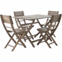 Noble House Positano 5 Piece Wooden Foldable Patio Dining Set in Gray
