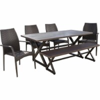 Noble House Cassara 6 Piece Aluminum Patio Dining Set in Brown