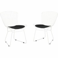 Noble House Tyson Metal Patio Dining Side Chair in White and Black (Set of 2)