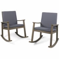 Noble House Candel Outdoor Wood Rocking Chair Cushion Grey/Dark Grey (Set of 2)