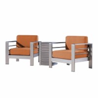 Noble House Cape Coral 3 Piece Outdoor Faux Wood Conversation Set in Rust