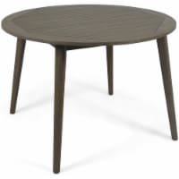 Noble House Stamford 47.25  Round Wooden Patio Dining Table in Gray