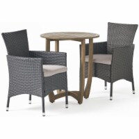 Noble House Ellie 3 Piece Wooden Patio Bistro Set in Gray