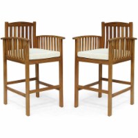 Noble House Casa Outdoor Acacia Barstools Natural and Cream (Set of 2)