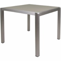 Noble House Cape Coral 35  Square Glass Top Patio Dining Table in Silver