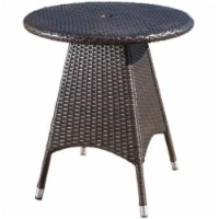 Noble House Corsica 25.75  Round Wicker Patio Dining Table in Brown