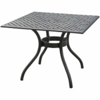 Noble House Cayman 39.5  Square Cast Aluminum Patio Dining Table in Black Sand