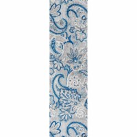 Gordes Paisley High-Low Light Gray/Blue Indoor/Outdoor Runner Rug