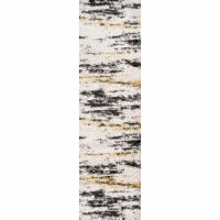 Nova Modern Bold Strie' Shag Beige/Black/Yellow Runner Rug