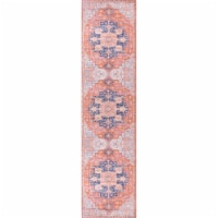 Maris Ornate Medallion Washable Orange/Cream Runner Rug