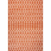 Ourika Moroccan Geometric Textured Weave Orange/Cream Indoor/Outdoor Area Rug