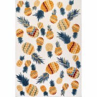 Ananas Bold Pineapple High-Low Orange/Navy Indoor/Outdoor Area Rug