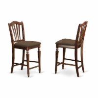 East West Furniture Chelsea 42  Fabric Bar Stools in Mahogany (Set of 2)