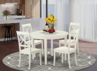 BOST5-WHI-W 5 PcKitchen nook Dining set for 4-Table and 4 Kitchen Chairs