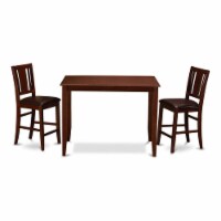 East West Furniture Buckland 3-piece Wood Counter Height Kitchen Set in Mahogany