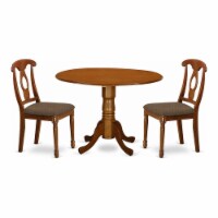 East West Furniture Dublin 3-piece Wood Dining Set with Fabric Seat in Brown