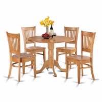 DLVA5-OAK-W 5 Pc Kitchen nook Dining set-round Table and 4 dinette Chairs Chairs