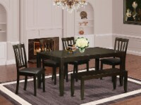 East West Furniture Lynfield 6-piece Dining Table Set with Bench in Cappuccino