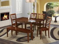 MILA6D-MAH-W 6 Pc nook Dining set -Table and 4 Chairs for Dining room and Bench