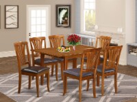 MLAV7-SBR-LC 7 Pc dinette set for small spaces-Tables and 6 Dining Chairs