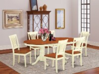 PLAI7-WHI-W 7 Pc Dining set for 6-Dining Table plus 6 Chairs for Dining