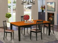East West Furniture Quincy 5-piece Dining Set with Leather Seat in Black/Cherry