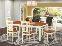 QUNI7-WHI-W 7 Pc dinette Table set for 6-Table and 6 Dining Chairs