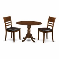 East West Furniture Dublin 3-piece Wood Dining Set with Leather Seat in Espresso