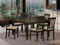 East West Furniture Parfait 7-piece Dining Set with Cushion Seat in Cappuccino