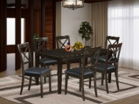CABO7S-CAP-LC 7 PC Dining room set for 6-Table and 6 Dining Chairs with Leather