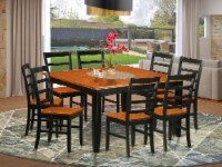 East West Furniture Parfait 9-piece Dining Set with Wood Seat in Black/Cherry