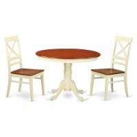 East West Furniture Hartland 3-piece Kitchen Table Set in Buttermilk and Cherry