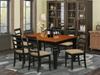 East West Furniture Weston 7-piece Dining Set with Fabric Seat in Black/Cherry