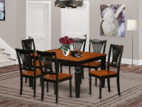 East West Furniture Weston 7-piece Wood Dining Room Table Set in Black/Cherry
