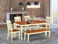 6 Pc Dinette set with Table & 4 Seat Chairs plus one bench, Buttermilk & Cherry