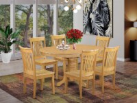AVPO7-OAK-W 7 Pc Dining set with a Table and 6 Wood Seat Chairs in Oak