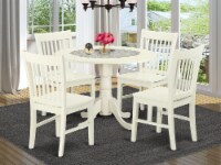 DLNO5-WHI-W 5 PC Dublin table set-Dining table and 4 wood seat chairs