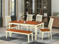 6 PC Dining set with bench-tables & 4 Chairs Plus bench in Buttermilk & Cherry