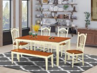NIDO6-WHI-W 6 Pc Kitchen nook Dining set - Dinette Table & 4 Chairsplus Bench