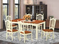 NIDO7-WHI-W 7 PC nook Dining set for 6-dinette Table and 6 Dining Chairs