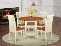 5 Piece Sudbury Set With 1 Round Table & four Dinette Chairs, Rich Oak.