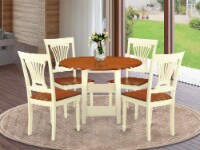 5 Piece Set With One Table & 4 Dinette Chairs,Warm Buttermilk & Cherry.